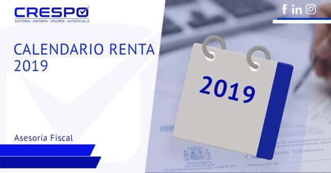 Calendario Renta 2019