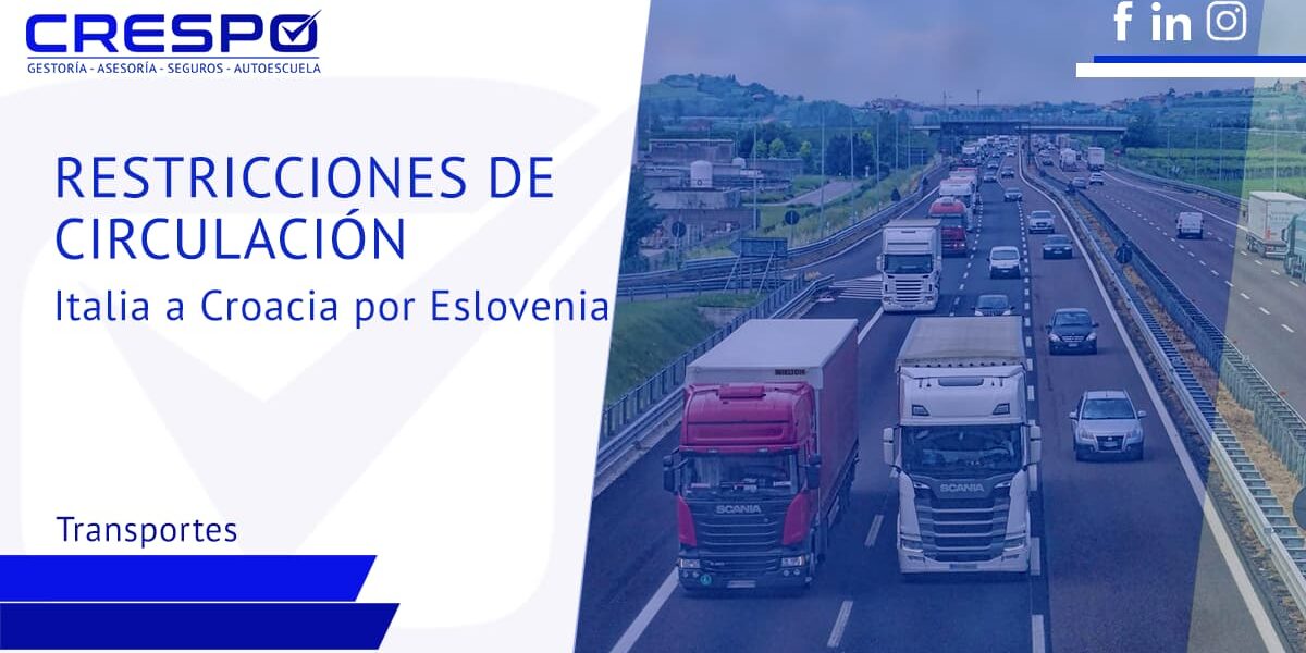 Restricciones de circulación de Italia a Croacia por Eslovenia