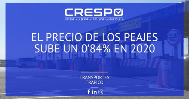 Sube el precio de peajes en 2020 un 0'84%