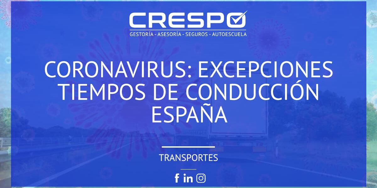 Coronavirus: excepciones tiempos conducción España