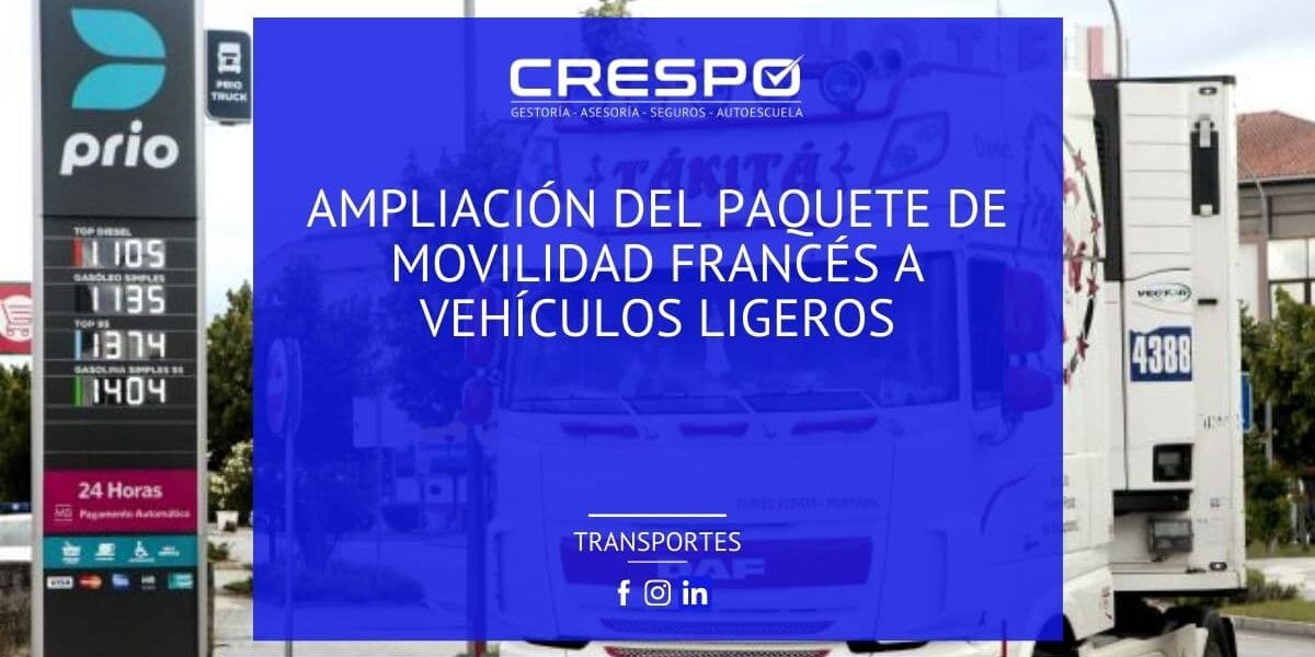 Ampliación del Paquete de Movilidad francés a vehículos ligeros