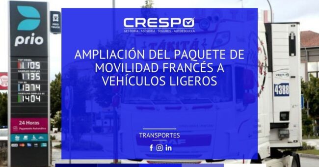 Ampliación del Paquete de Movilidad francés a vehículos ligeros