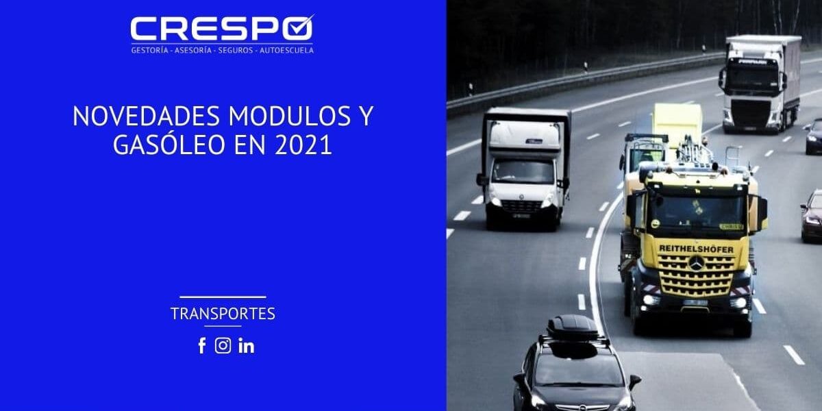 Novedades módulos transporte y gasóleo en 2021