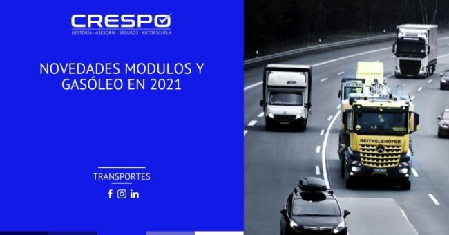 Novedades módulos transporte y gasóleo en 2021